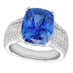 Natural Real ( Not Lab Grown )  Cushion Cut Sapphire Wedding Ring