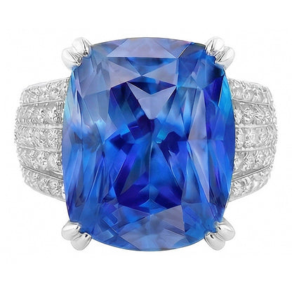 Natural Real ( Not Lab Grown )  Cushion Cut Sapphire Wedding Ring