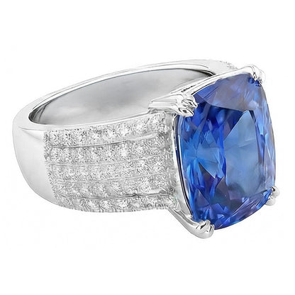 Natural Real ( Not Lab Grown )  Cushion Cut Sapphire Wedding Ring
