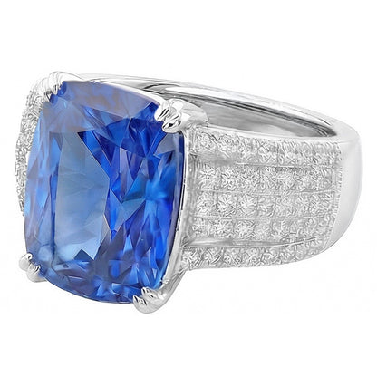Natural Real ( Not Lab Grown )  Cushion Cut Sapphire Wedding Ring