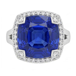 Natural Real ( Not Lab Grown )  Cushion Sapphire 7 Carat Engagement Ring