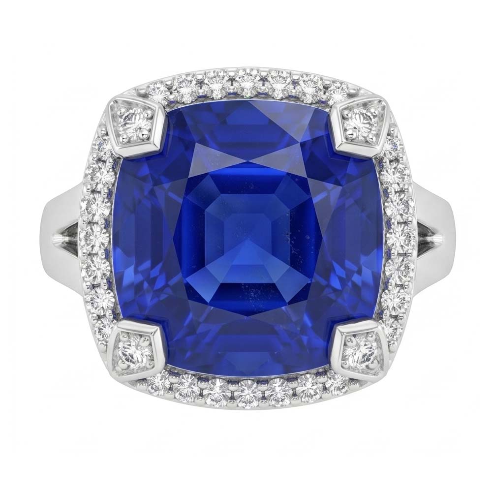 Natural Real ( Not Lab Grown )  Cushion Sapphire 7 Carat Engagement Ring
