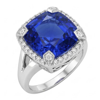 Natural Real ( Not Lab Grown )  Cushion Sapphire 7 Carat Engagement Ring