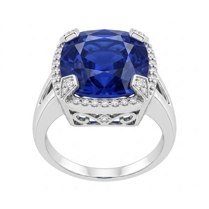 Natural Real ( Not Lab Grown )  Cushion Sapphire 7 Carat Engagement Ring