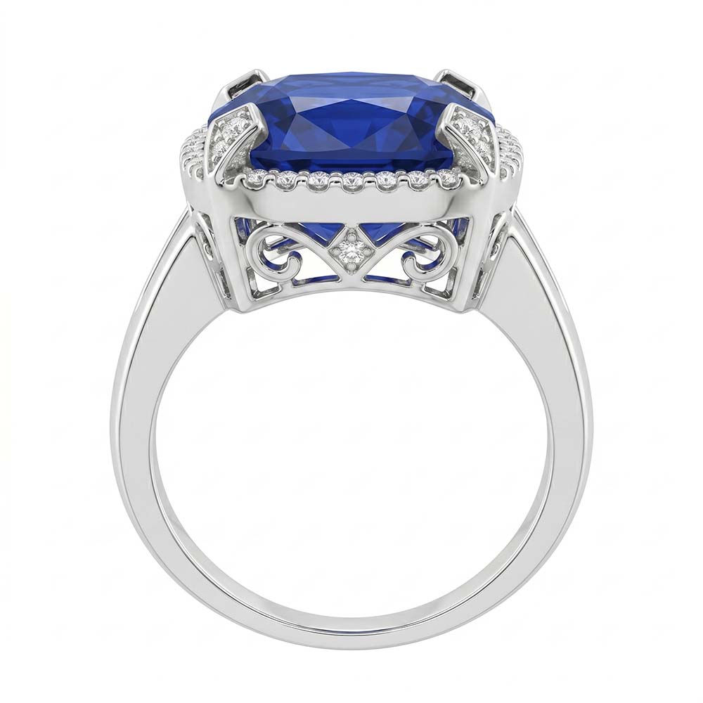 Natural Real ( Not Lab Grown )  Cushion Sapphire 7 Carat Engagement Ring