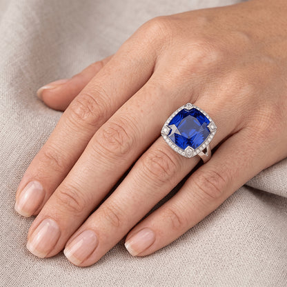 Natural Real ( Not Lab Grown )  Cushion Sapphire 7 Carat Engagement Ring