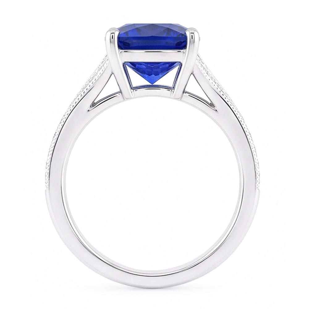 Natural Real ( Not Lab Grown )  Cushion Sapphire Gemstone Ring 3.50 Carats Split Shank Women’s Jewelry