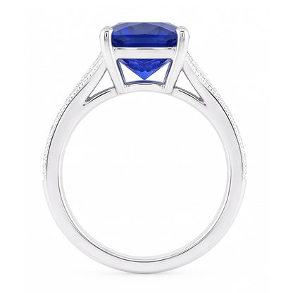 Natural Real ( Not Lab Grown )  Cushion Sapphire Gemstone Ring 3.50 Carats Split Shank Women’s Jewelry