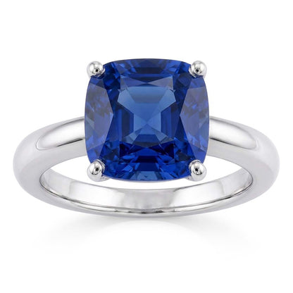 Natural Real ( Not Lab Grown )  Cushion Solitaire Sapphire Ring 2.50 Carats White Gold Jewelry