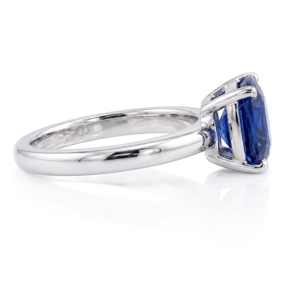 Natural Real ( Not Lab Grown )  Cushion Solitaire Sapphire Ring 2.50 Carats White Gold Jewelry