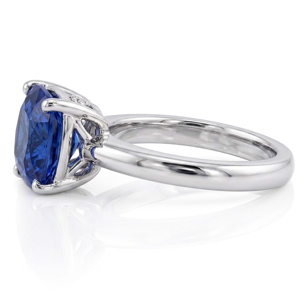Natural Real ( Not Lab Grown )  Cushion Solitaire Sapphire Ring 2.50 Carats White Gold Jewelry