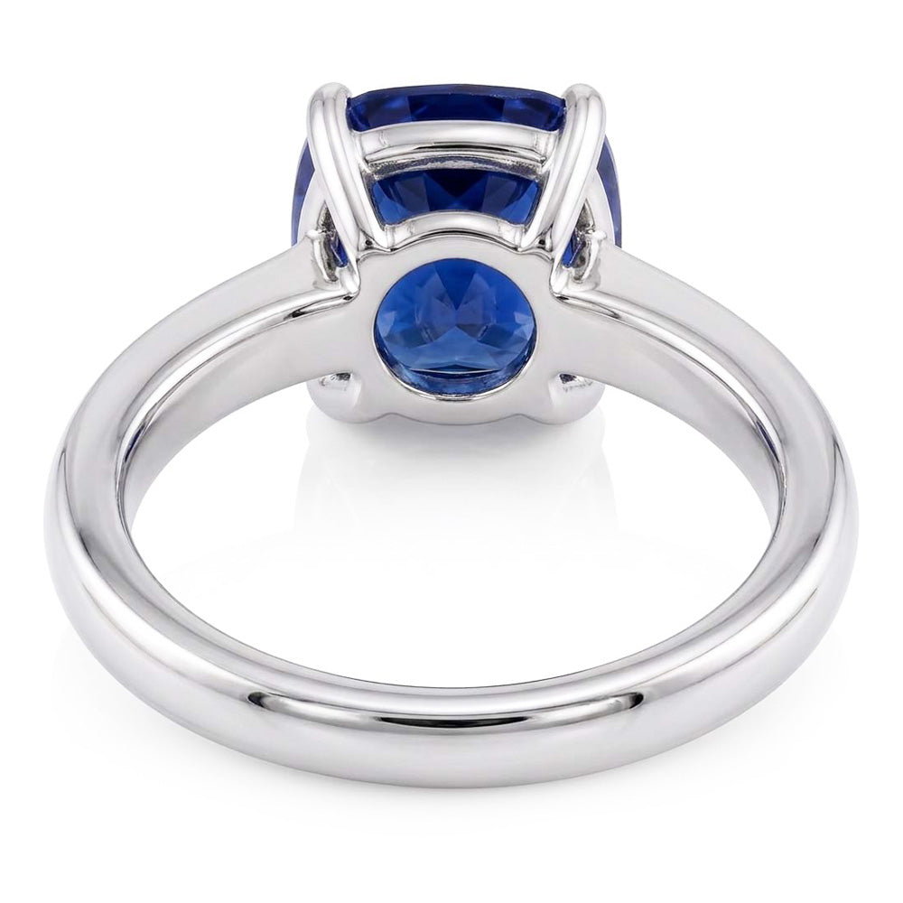 Natural Real ( Not Lab Grown )  Cushion Solitaire Sapphire Ring 2.50 Carats White Gold Jewelry