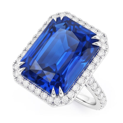 Natural Real ( Not Lab Grown )  Dark Blue Halo Sapphire Engagement Ring