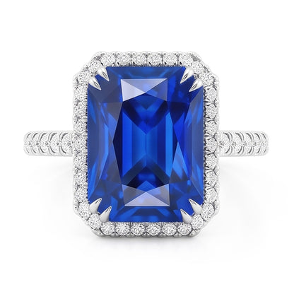 Natural Real ( Not Lab Grown )  Dark Blue Halo Sapphire Engagement Ring