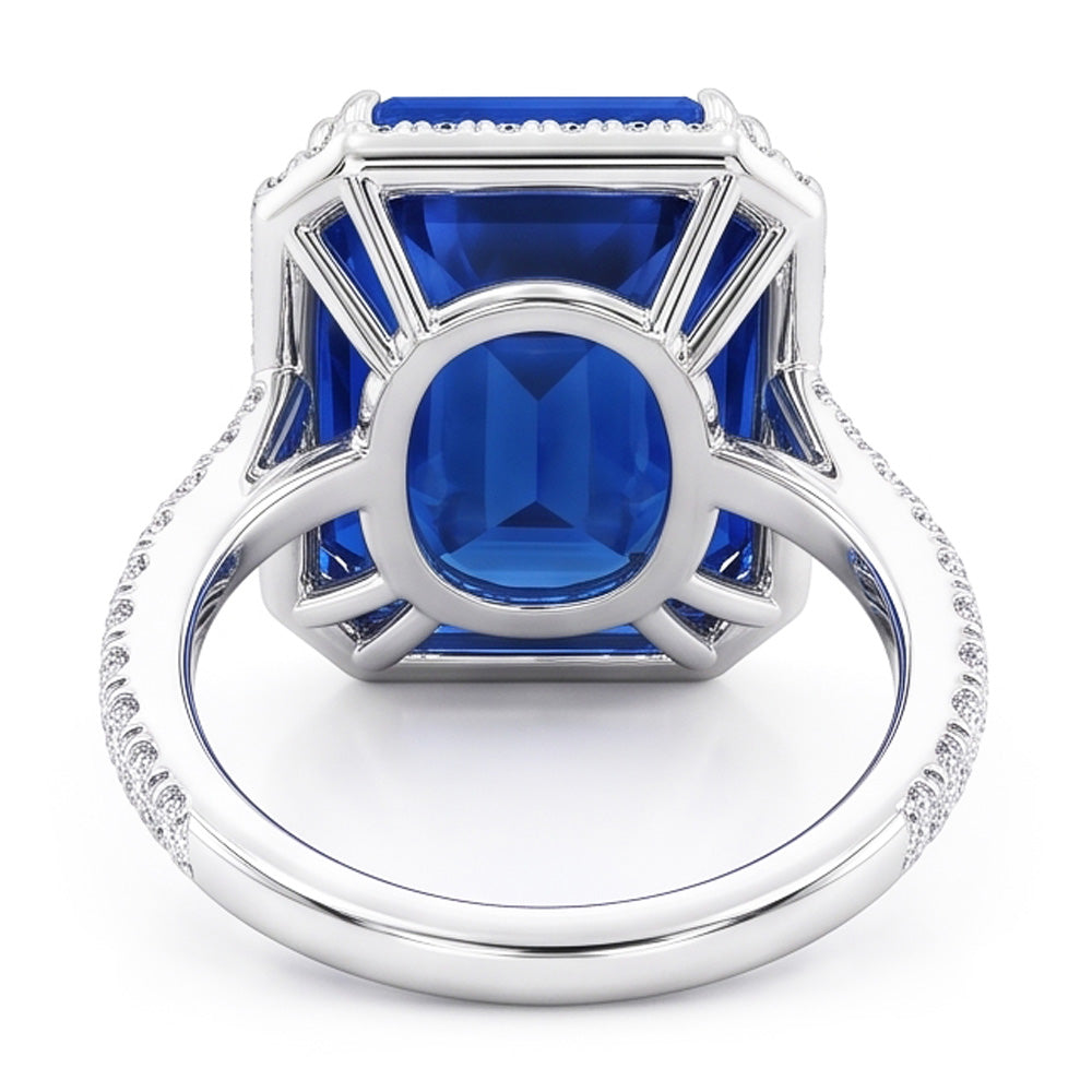 Natural Real ( Not Lab Grown )  Dark Blue Halo Sapphire Engagement Ring