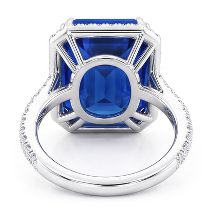 Natural Real ( Not Lab Grown )  Dark Blue Halo Sapphire Engagement Ring