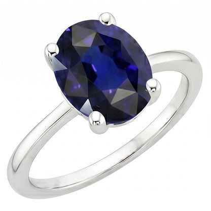 Natural Real ( Not Lab Grown )  Dark Blue Sapphire Oval Engagement Ring