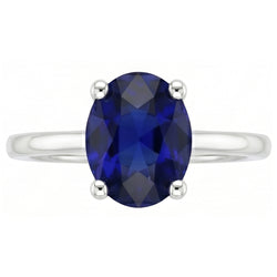 Natural Real ( Not Lab Grown )  Dark Blue Sapphire Oval Engagement Ring