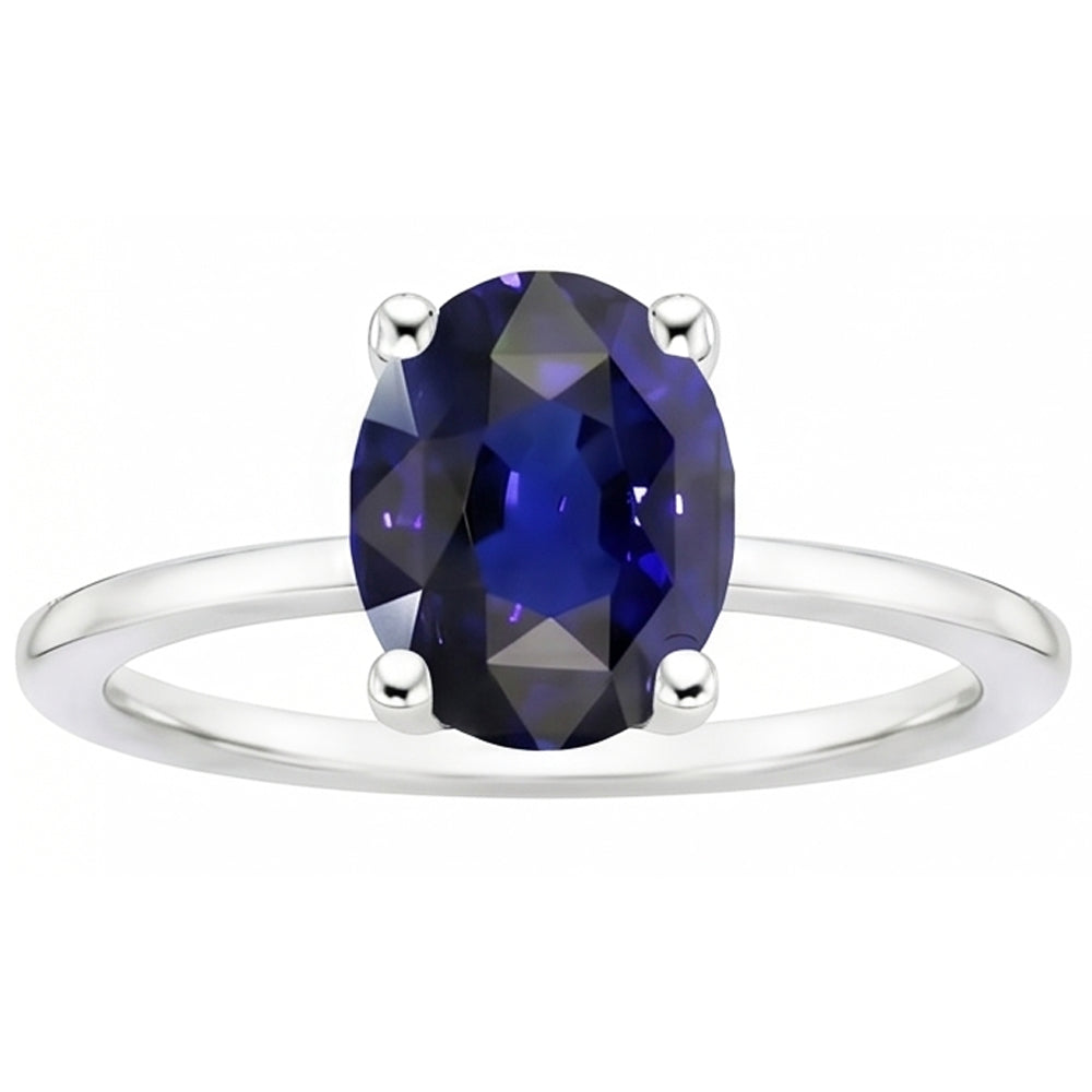 Natural Real ( Not Lab Grown )  Dark Blue Sapphire Oval Engagement Ring