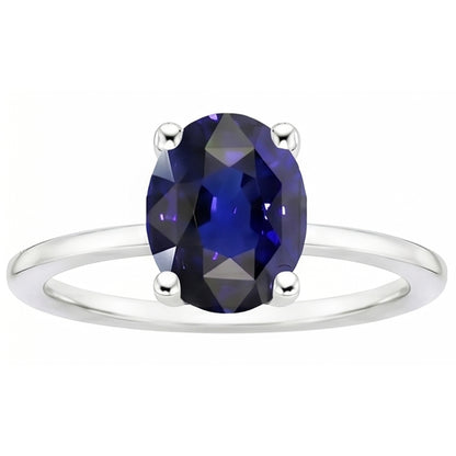 Natural Real ( Not Lab Grown )  Dark Blue Sapphire Oval Engagement Ring