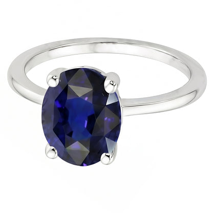 Natural Real ( Not Lab Grown )  Dark Blue Sapphire Oval Engagement Ring