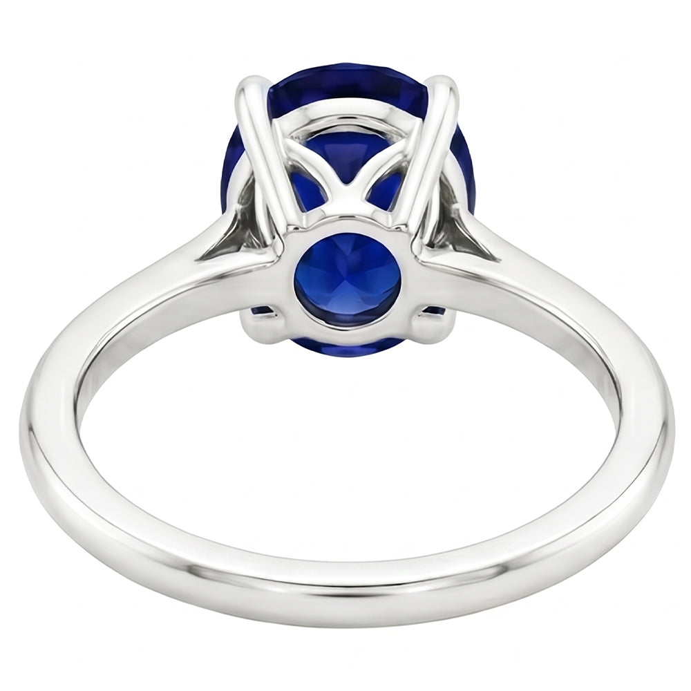 Natural Real ( Not Lab Grown )  Dark Blue Sapphire Oval Engagement Ring