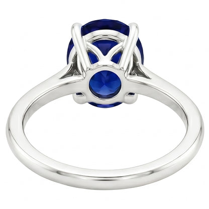 Natural Real ( Not Lab Grown )  Dark Blue Sapphire Oval Engagement Ring