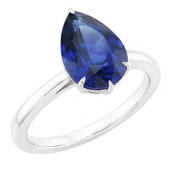 Natural Real ( Not Lab Grown )  Eagle Claw Prongs Ladies Solitaire Ring Pear Cut Blue Sapphire Jewelry