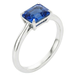 Natural Real ( Not Lab Grown )  Eagle Claw Prongs Radiant Solitaire Ring Light Blue Sapphire Gold 14K