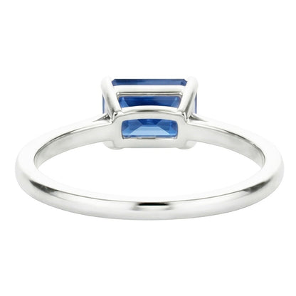 Natural Real ( Not Lab Grown )  Eagle Claw Prongs Radiant Solitaire Ring Light Blue Sapphire Gold 14K