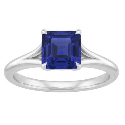 Natural Real ( Not Lab Grown )  Eagle Claws Solitaire Asscher Cut Ring Split Shank Blue Sapphire 1.50 Carats