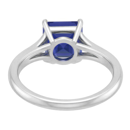 Natural Real ( Not Lab Grown )  Eagle Claws Solitaire Asscher Cut Ring Split Shank Blue Sapphire 1.50 Carats