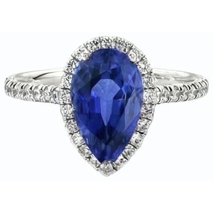 Natural Real ( Not Lab Grown )  Elegant Pear Cut Sapphire Engagement Ring