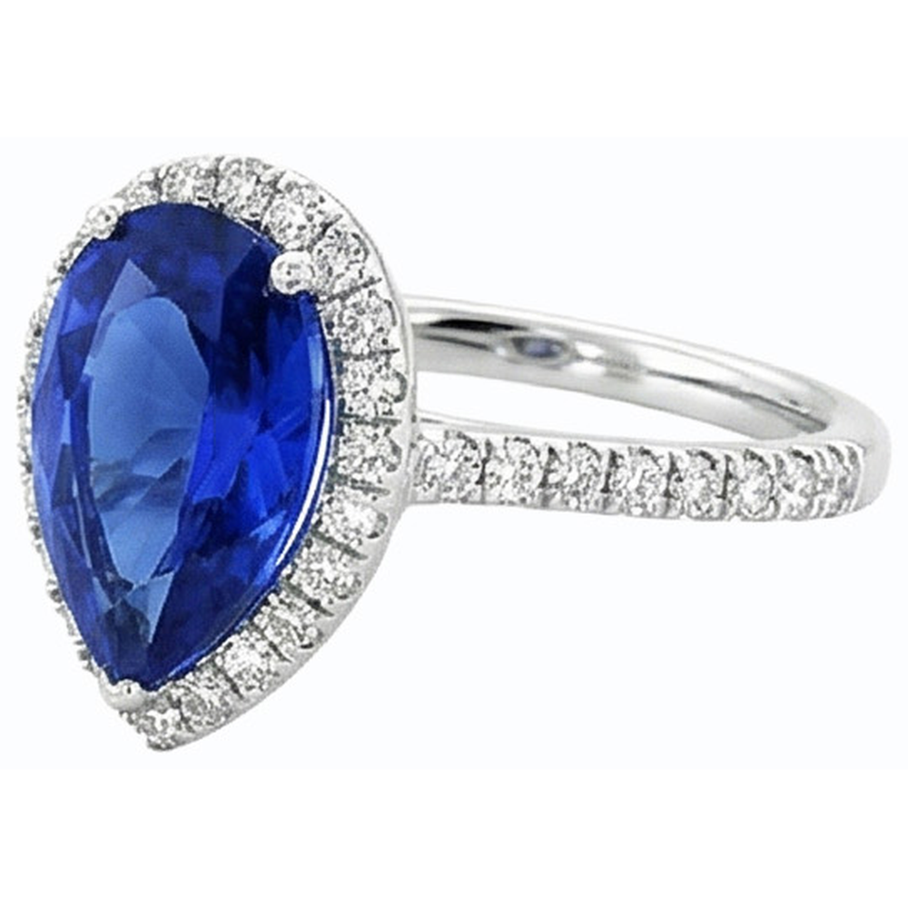 Natural Real ( Not Lab Grown )  Elegant Pear Cut Sapphire Engagement Ring
