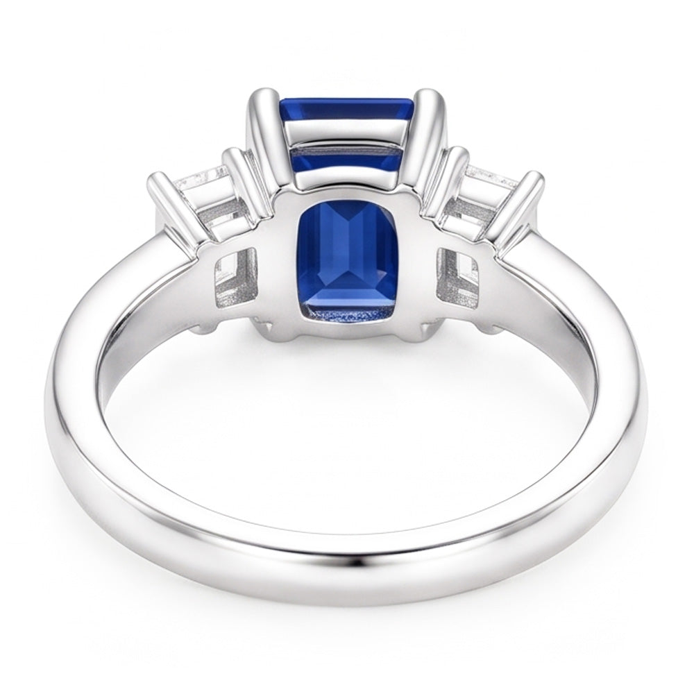 Natural Real ( Not Lab Grown )  Emerald 3 Stone Blue Sapphire Wedding Ring 2.50 Carats Gold Jewelry
