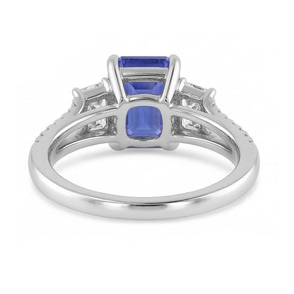 Natural Real ( Not Lab Grown )  Emerald 3 Stone Sapphire Ring With Accents Split Shank 3.50 Carats