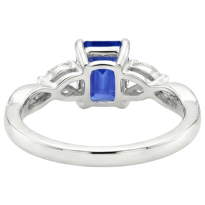 Natural Real ( Not Lab Grown )  Emerald Cut Sapphire Women's Ring