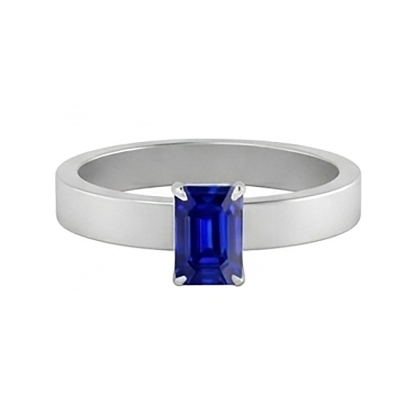 Natural Real ( Not Lab Grown )  Emerald Gemstone Mens Ring 1.50 Carats Ceylon Sapphire Prong Set