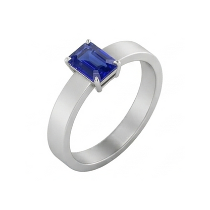 Natural Real ( Not Lab Grown )  Emerald Gemstone Mens Ring 1.50 Carats Ceylon Sapphire Prong Set
