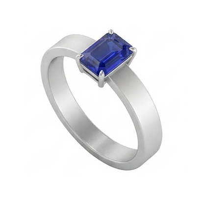 Natural Real ( Not Lab Grown )  Emerald Gemstone Mens Ring 1.50 Carats Ceylon Sapphire Prong Set