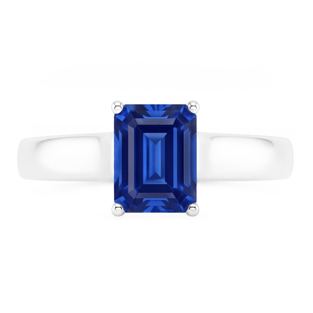 Natural Real ( Not Lab Grown )  Emerald Solitaire 2 Carats White Gold Ceylon Sapphire Ring