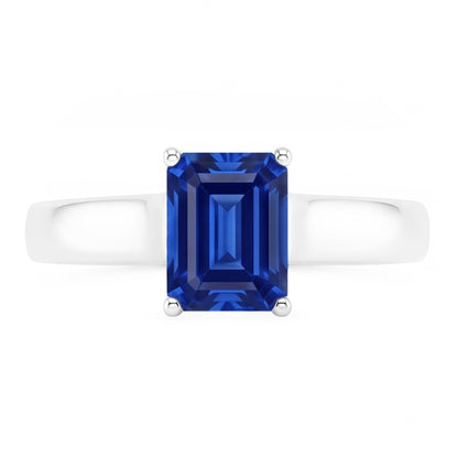 Natural Real ( Not Lab Grown )  Emerald Solitaire 2 Carats White Gold Ceylon Sapphire Ring