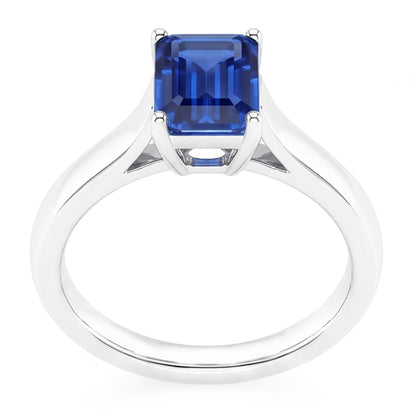 Natural Real ( Not Lab Grown )  Emerald Solitaire 2 Carats White Gold Ceylon Sapphire Ring