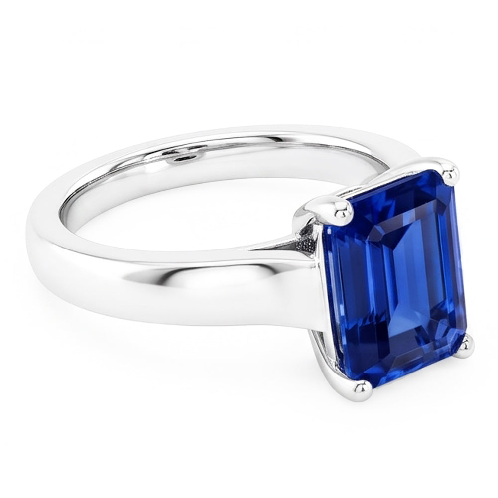 Natural Real ( Not Lab Grown )  Emerald Solitaire 2 Carats White Gold Ceylon Sapphire Ring