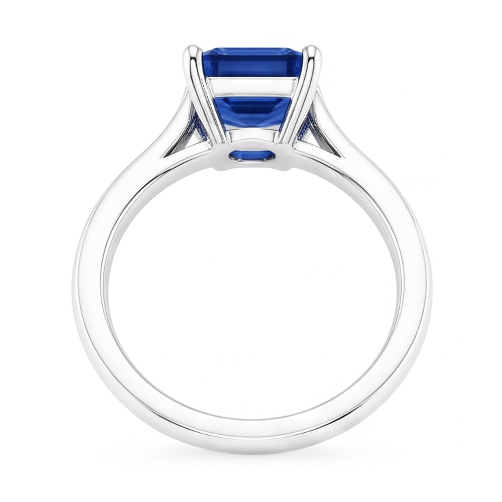 Natural Real ( Not Lab Grown )  Emerald Solitaire 2 Carats White Gold Ceylon Sapphire Ring