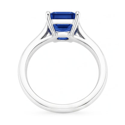 Natural Real ( Not Lab Grown )  Emerald Solitaire 2 Carats White Gold Ceylon Sapphire Ring