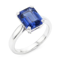 Natural Real ( Not Lab Grown )  Emerald Solitaire Blue Sapphire Ring 3 Carats Prong Set