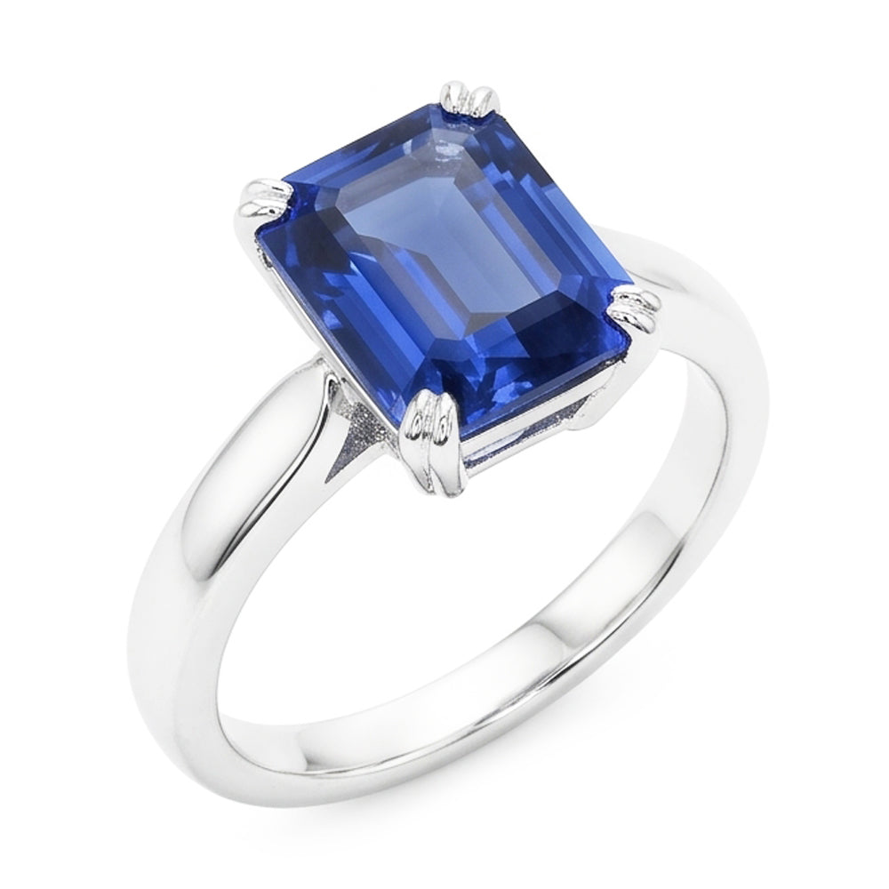 Natural Real ( Not Lab Grown )  Emerald Solitaire Blue Sapphire Ring 3 Carats Prong Set