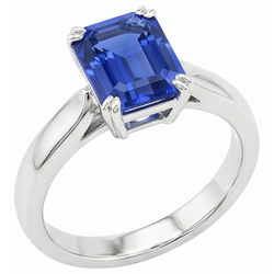 Natural Real ( Not Lab Grown )  Emerald Solitaire Blue Sapphire Ring 3 Carats Prong Set