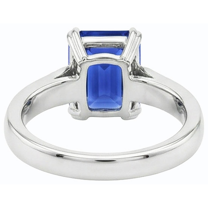 Natural Real ( Not Lab Grown )  Emerald Solitaire Blue Sapphire Ring 3 Carats Prong Set